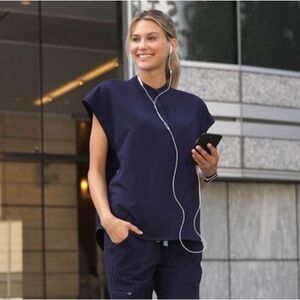 Figs Navy Rafaela Scrub Top